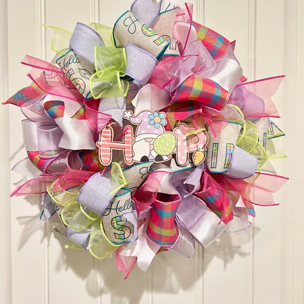 13” Easter Ribbon Wreath 